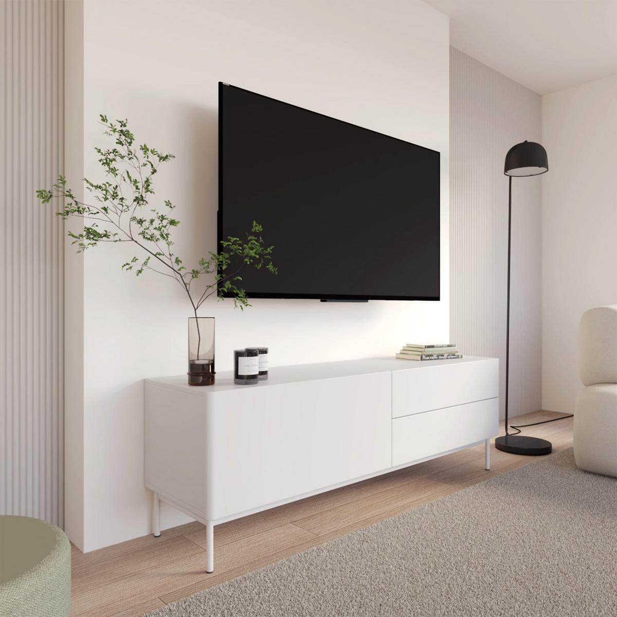 TV-LOWBOARD Olio WEIß 160 CM - Weiß, Holzwerkstoff/Metall (160/52/38.6cm) - Selsey