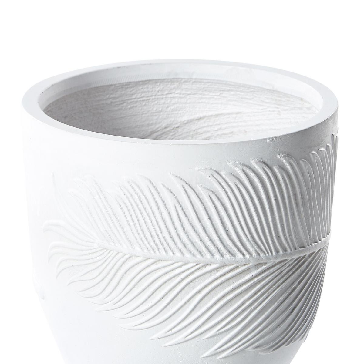 BLUMENTOPF cremeweiß rund 35/35/33 cm Ftero - Weiß, Naturmaterialien (33cm) - Beliani