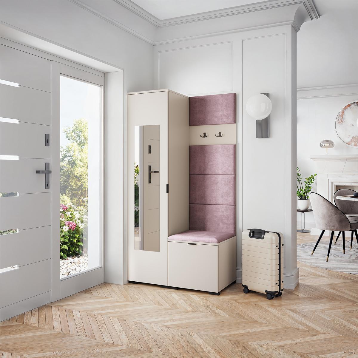 GARDEROBENSCHRANK VIRA 95/181/51 cm Modern Garderobe-Set Kaschmir - Kaschmir/Lila, Holzwerkstoff (95/181/51cm) - MASSENO