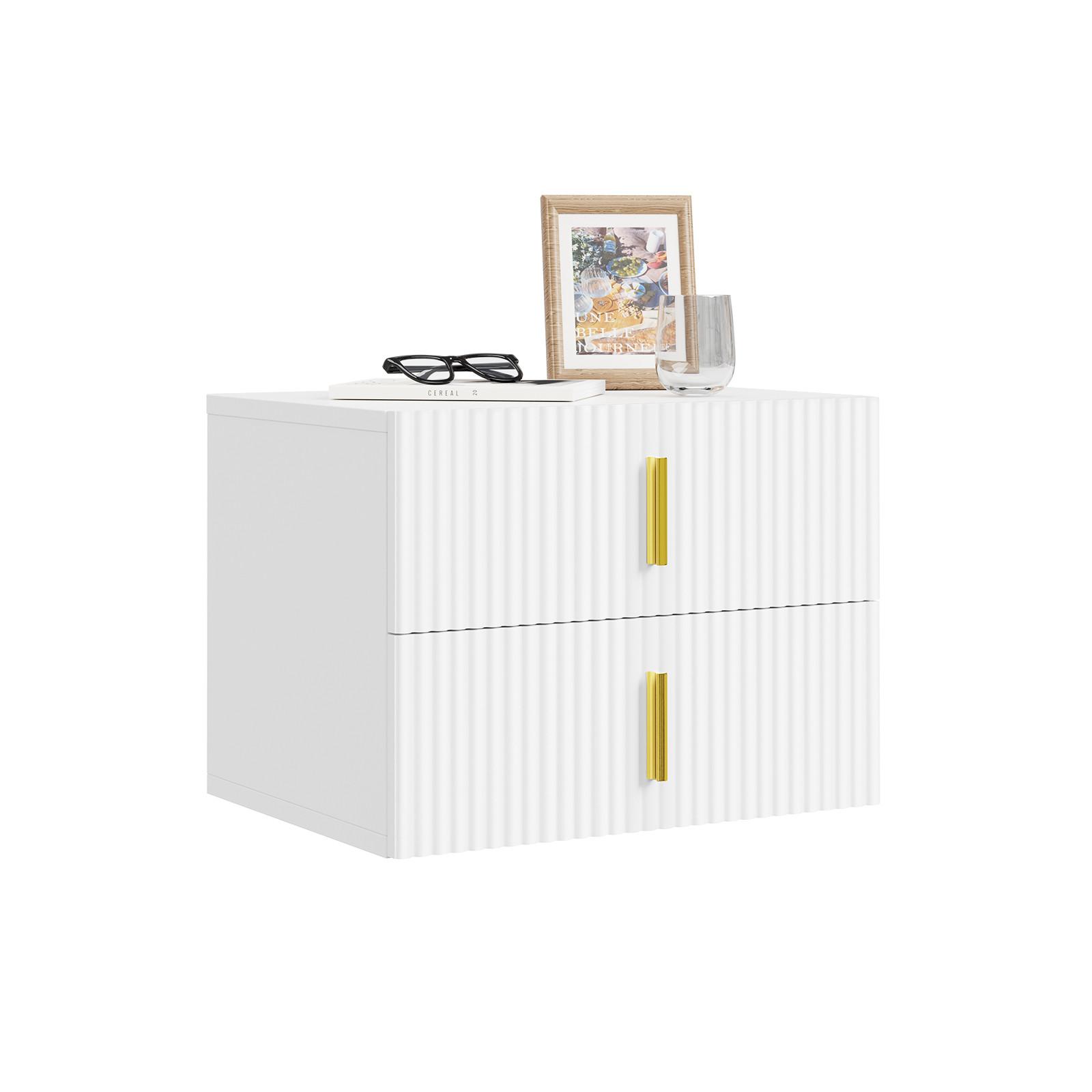NACHTTISCH mit 2 Schubladen 40x30x30cm - Weiß, Holzwerkstoff (40/30/30cm) - SoBuy