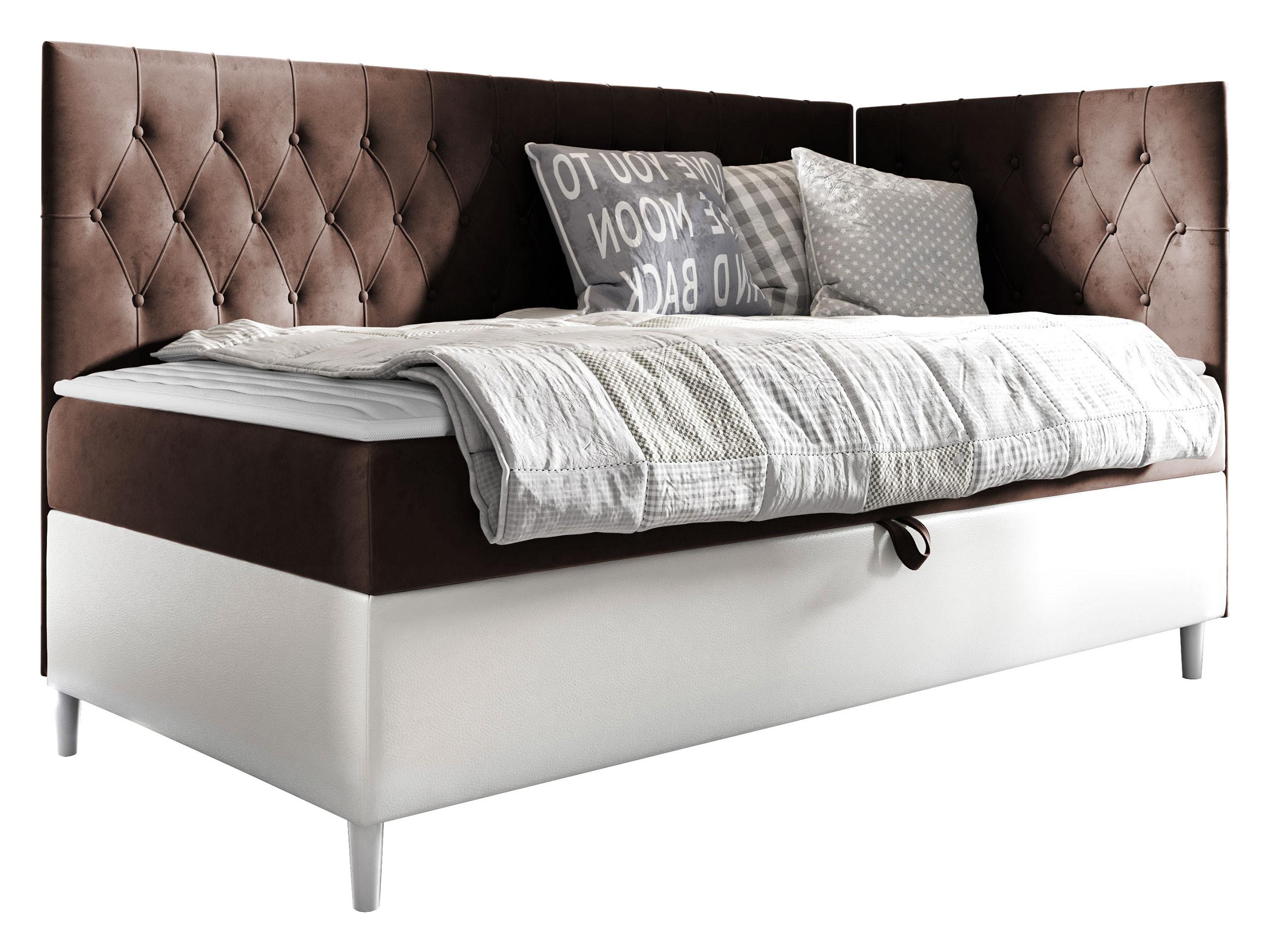BOXBETT Filip Junior 3, Seite zum Öffnen des Bettkastens: Rechts - H3 - Weiß/Braun, Holz (90/200cm) - MIRJAN24