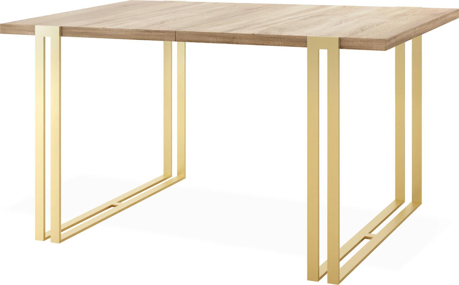 ESSTISCH Stella rechteckig ausziehbar, Sonoma Eiche 160-260/90/76 cm - Goldfarben/Sonoma Eiche, Holzwerkstoff/Metall (90/260/76cm) - WFL GROUP