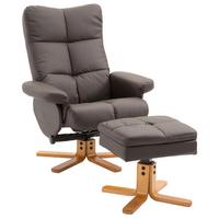 RELAXSESSEL mit Hocker Fernsehsessel 360° drehbar Liegefunktion Holz Braun - Braun, Holz/Kunststoff (86/99/80cm) - HOMCOM