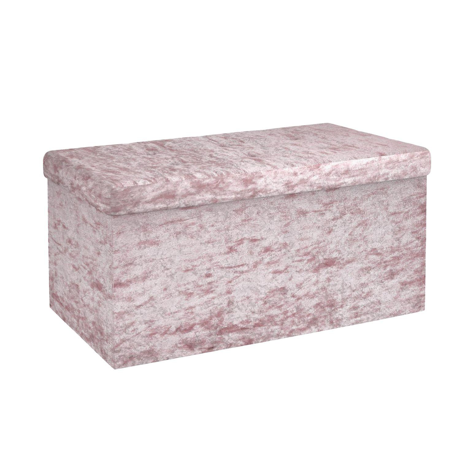 SITZBANK Faltbar mit Samtbezug 76/38/38 cm (Rosa) - Rosa, Karton (38/38/76cm) - Intirilife