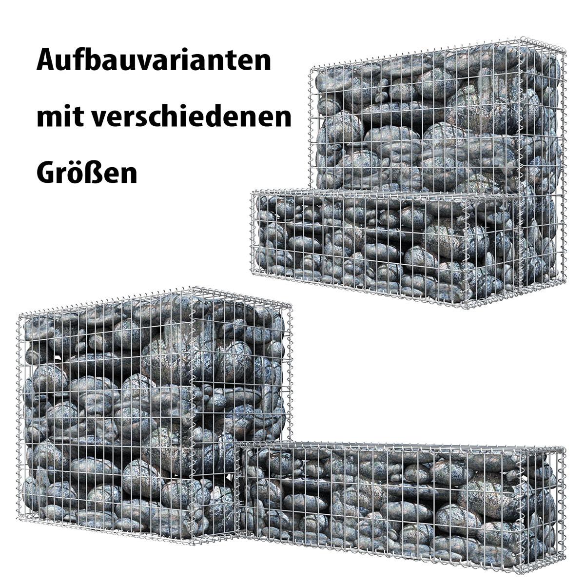 GABIONEN Steinkorb aus Stahl, 80x100x50 cm, Feuerverzinkt - Grau, Metall (50/80cm) - Niederberg Metall