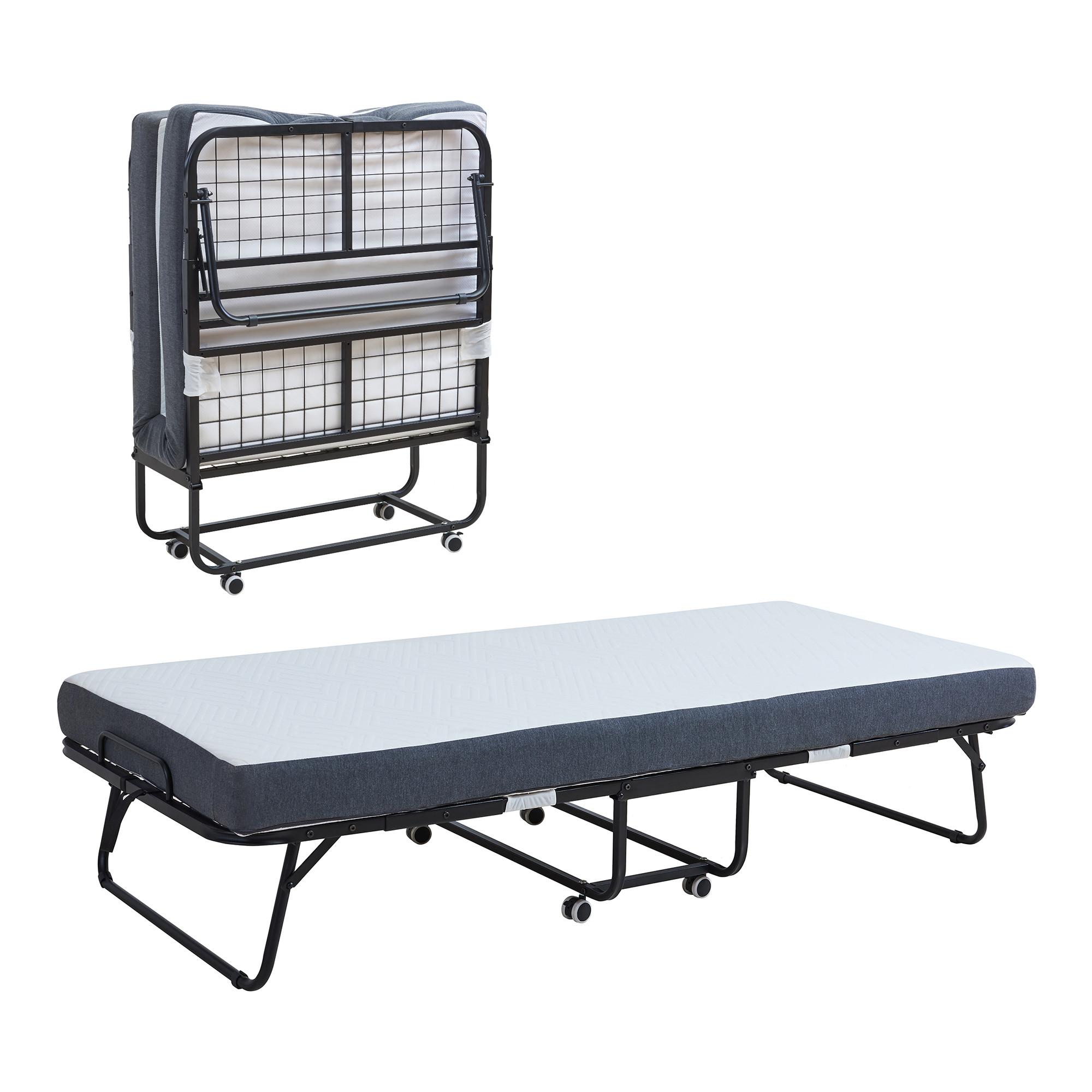 METALL-KLAPPBETT Borjavle - Schwarz, Kunststoff/Textil (90/200cm) - [en.casa]