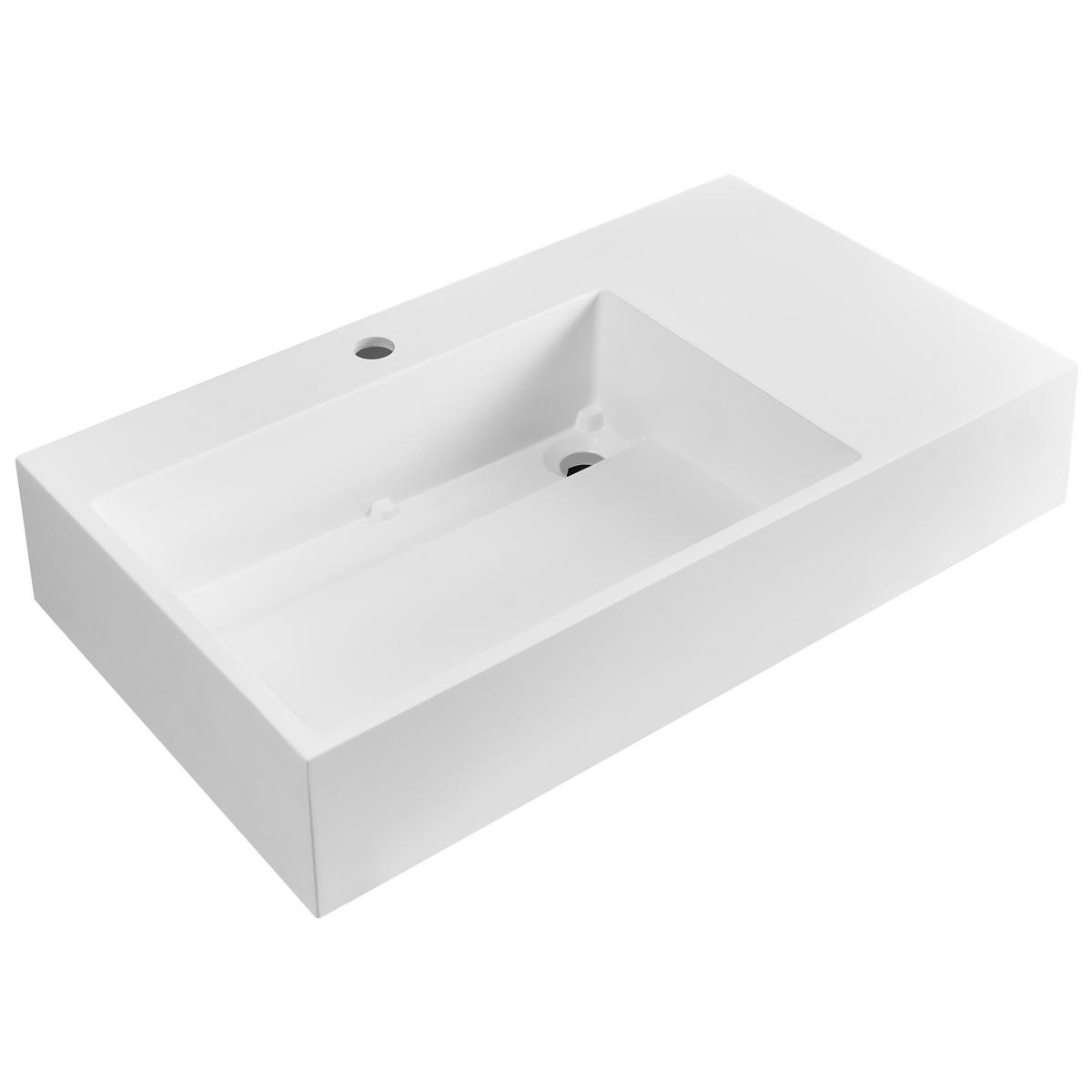 HÄNGEWASCHBECKEN Weiß 75/43 cm Mineralguss Cusco - Weiß, Naturmaterialen (75/15/43cm) - Beliani