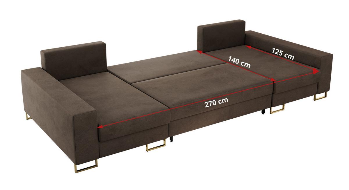 WOHNLANDSCHAFT DORIAN U Velvet Braun - Goldfarben/Braun, Textil/Metall (312/85/138cm) - MKS