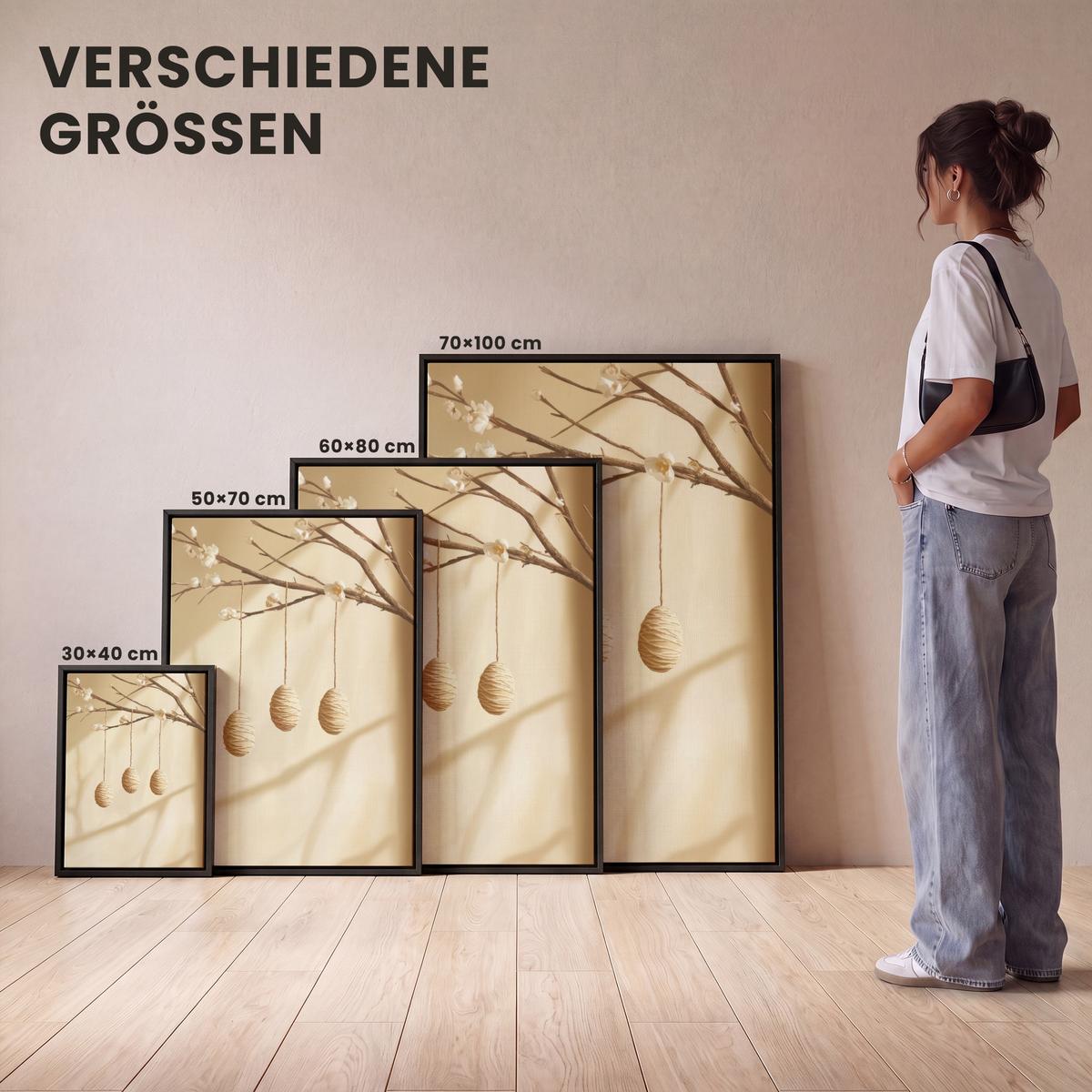 LEINWAND Bilder mit Rahmen - Beige - Osterkuchen - Eier - 70x100 - Beige, Textil (70/100cm) - MuchoWow