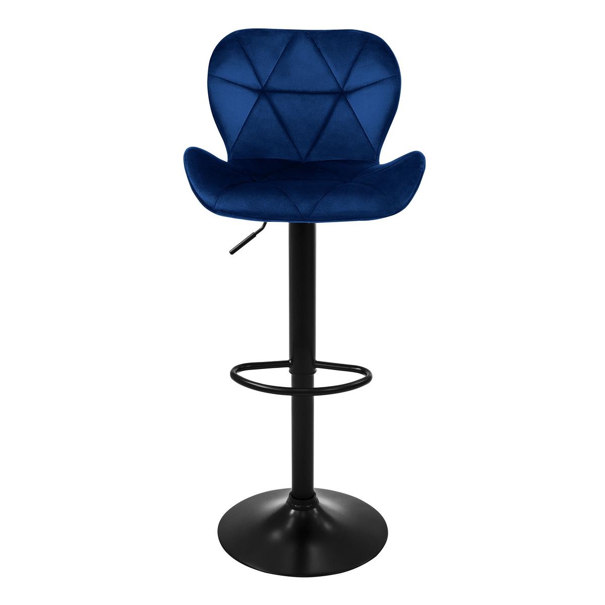 BARHOCKER 2er Set Blau aus Samt höhenverstellbar/drehbar - Blau/Schwarz, Textil/Metall (41/110/47cm) - ML-DESIGN