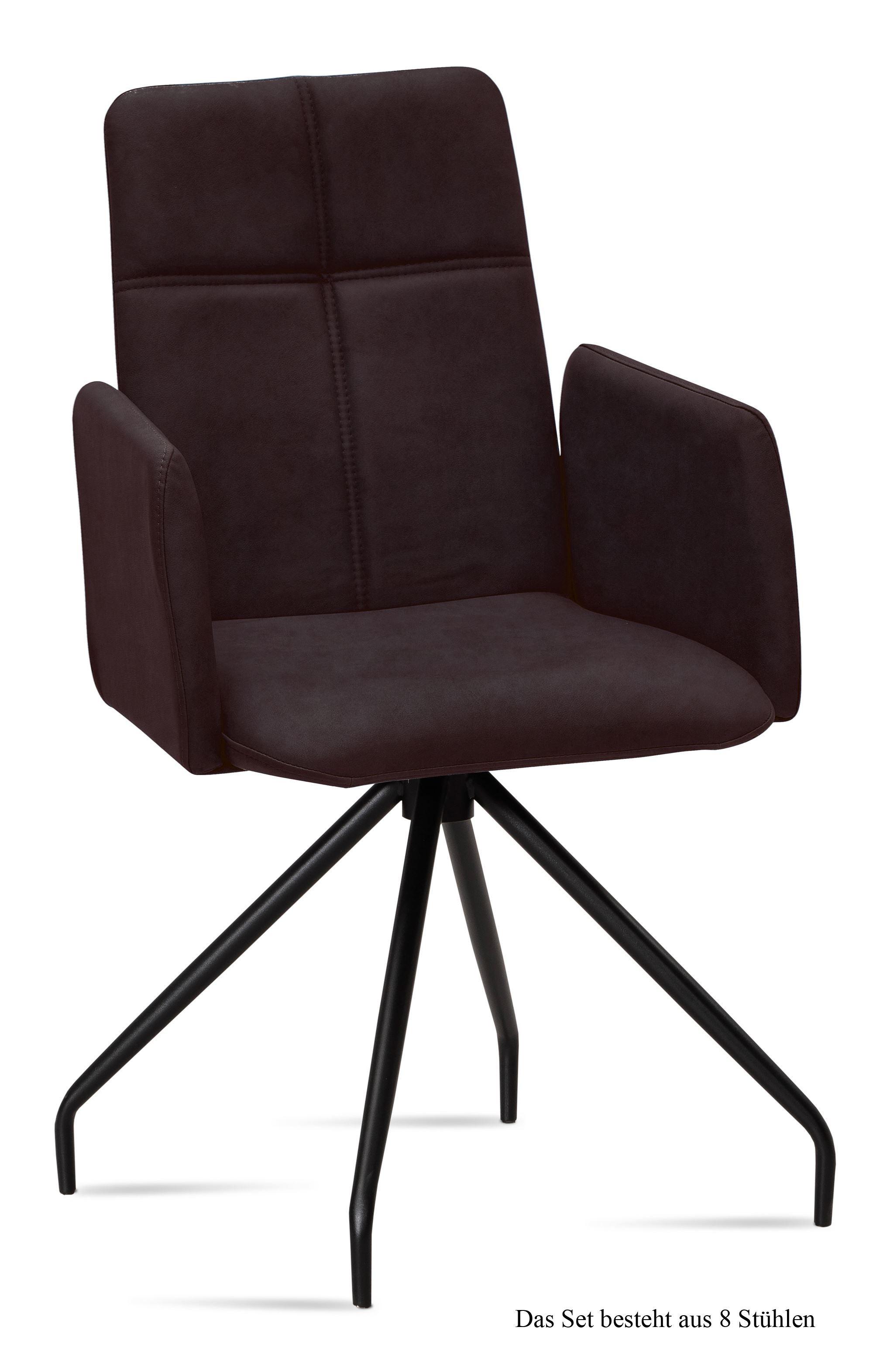 ARMLEHNSTUHL (8er-Set) Devaki 52x92x60 Schwarz/Espresso - Dunkelbraun/Schwarz, Kunststoff (60/92/52cm) - 58aufmkessel