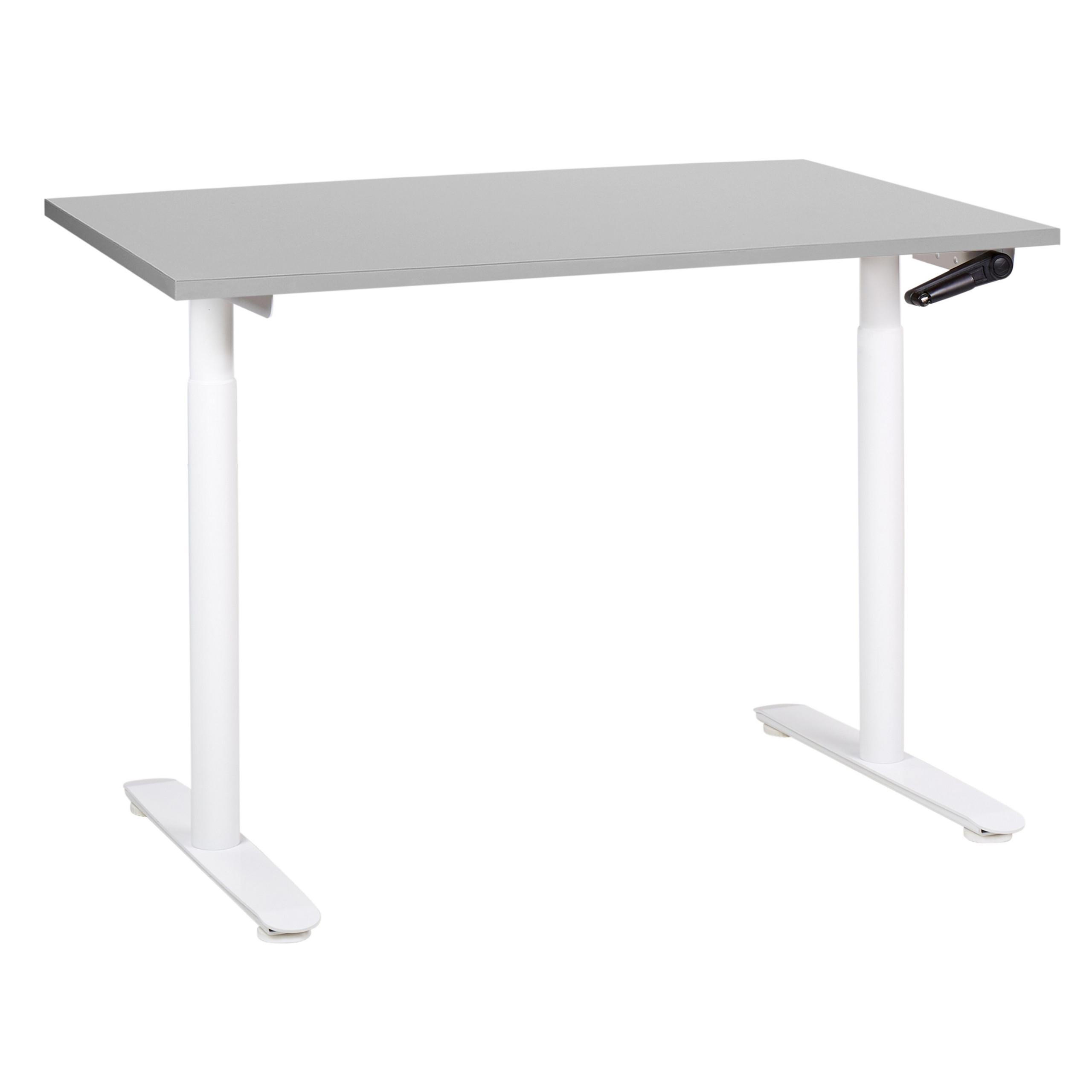 SCHREIBTISCH grauweiß 120/72 cm manuell höhenverstellbar Destin IV - Weiß/Grau, Holz (72/120/74cm) - Beliani