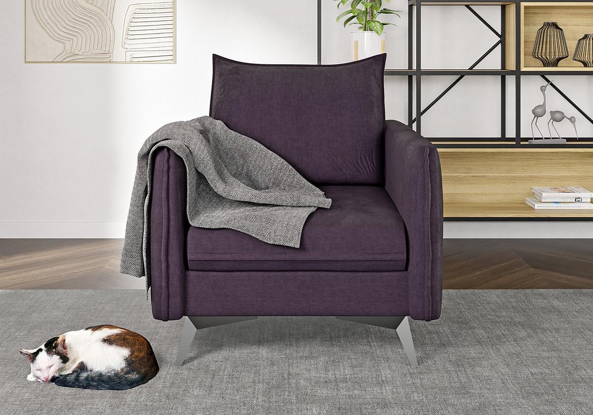 SESSEL Pulse Lila Luxusmicrofaser - Lila/Schwarz, Holz/Textil (74/86/31cm) - S-Style Möbel