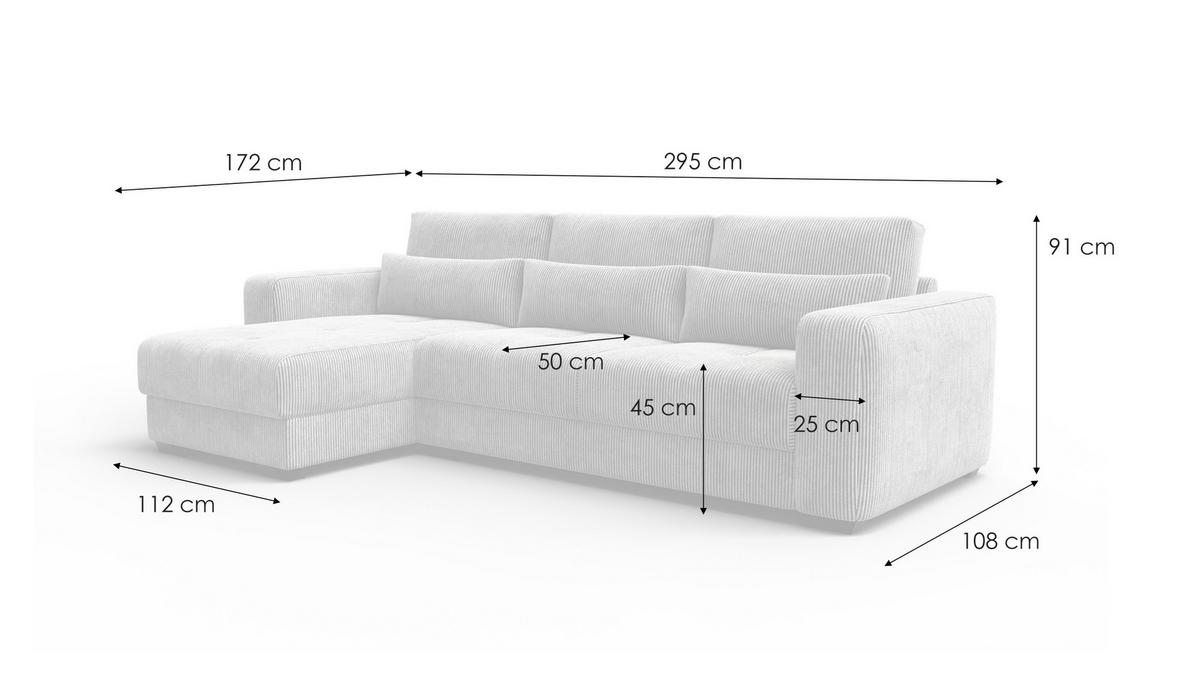 ECKSOFA OLI 4-Sitzer links, altrosa - Altrosa, Holz/Textil (295/172cm) - Wozimo