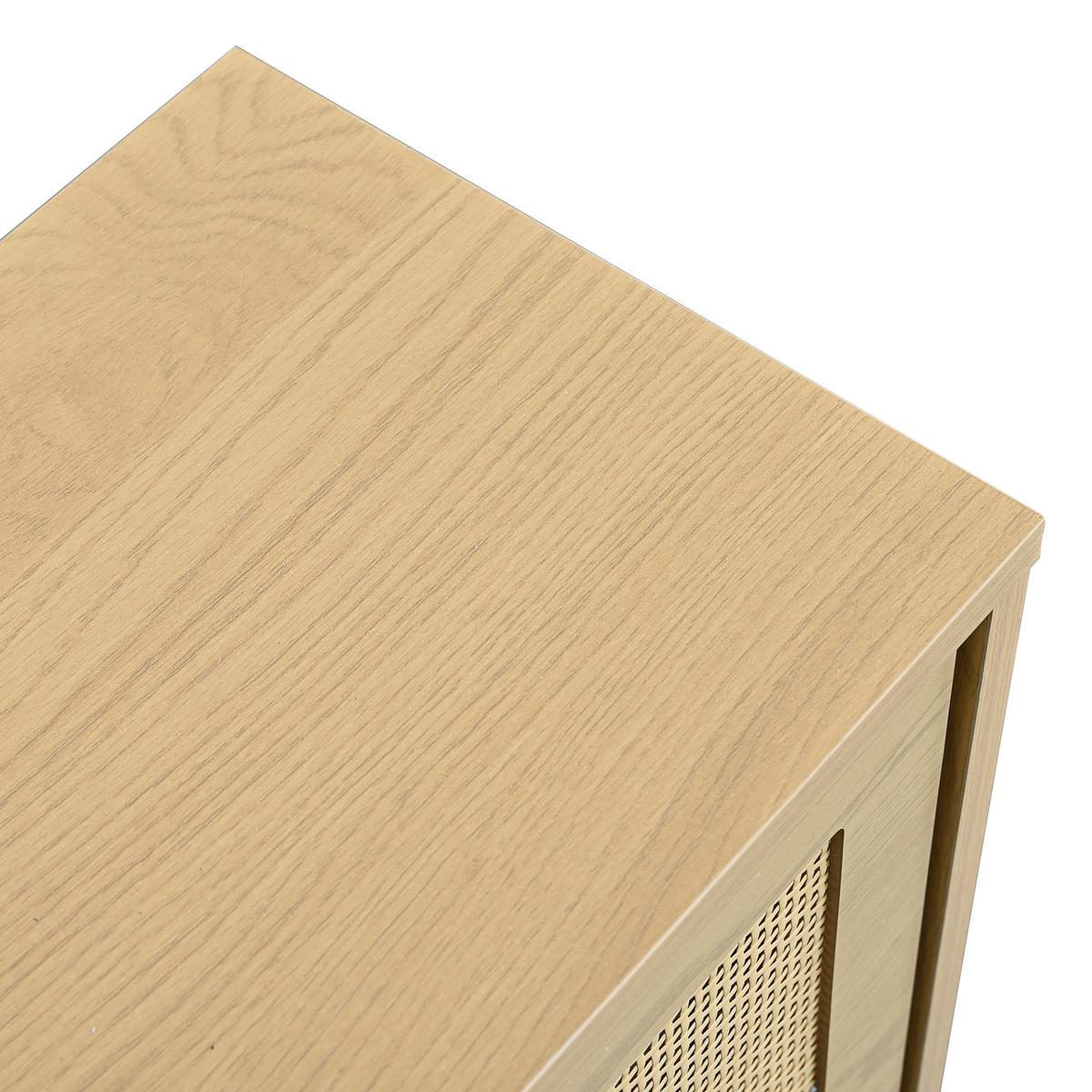 SCHUHSCHRANK mit Rattan-Front & 4 Klappen in Eiche-Optik - Sonoma Eiche, Holzwerkstoff (100/90/25cm) - Urban Meuble