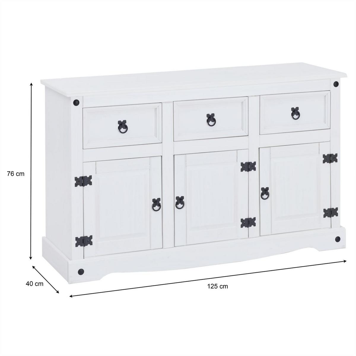 SIDEBOARD RURAL weiß - Weiß, Holz (124/76/40cm) - CARO-Möbel