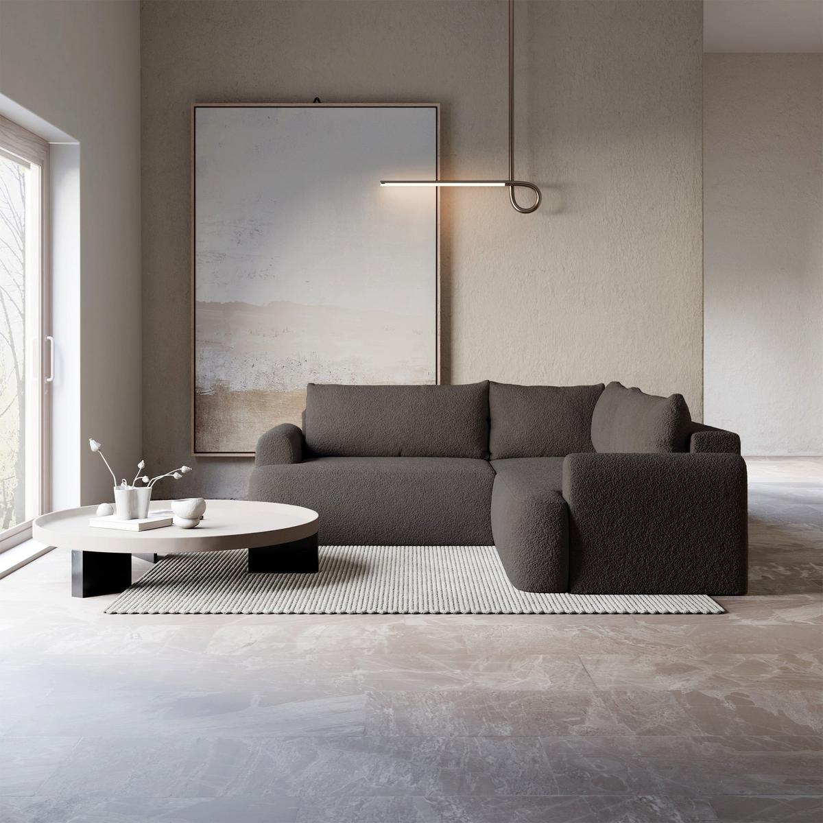 ECKSCHLAFSOFA Ovo TAUPEFARBENER STOFF universell MIT BETTKASTEN - Graubraun/Schwarz, Kunststoff/Textil (245/245cm) - Selsey