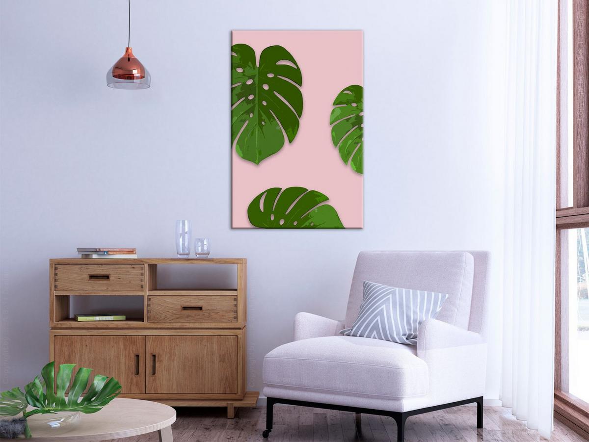 KUNSTDRUCK Grün 80/120 cm - Pink/Grün, Textil (80/120cm) - KUNSTLOFT
