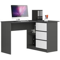 SCHREIBTISCH Graphit Grau, Weiß 77/124/85 - Weiß, Holzwerkstoff (135/50/77cm) - RAUMHIRSCH FURNITURE