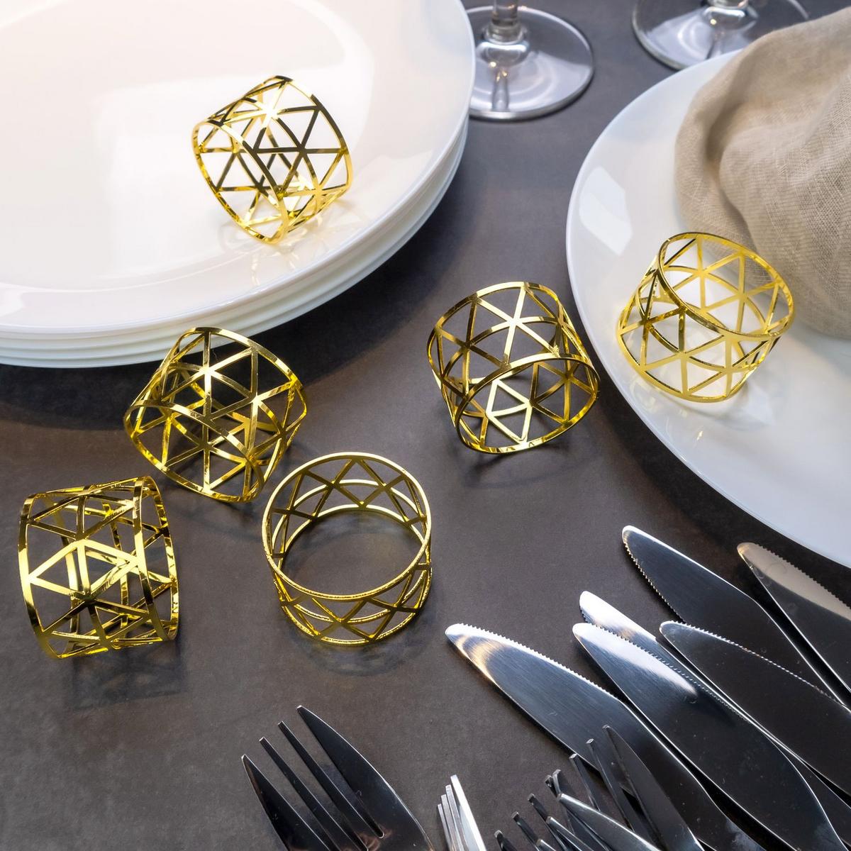 SERVIETTENRINGE Serviettenhalter (6er-Set) - Goldfarben, Metall (4.5/3/4.5cm) - Intirilife
