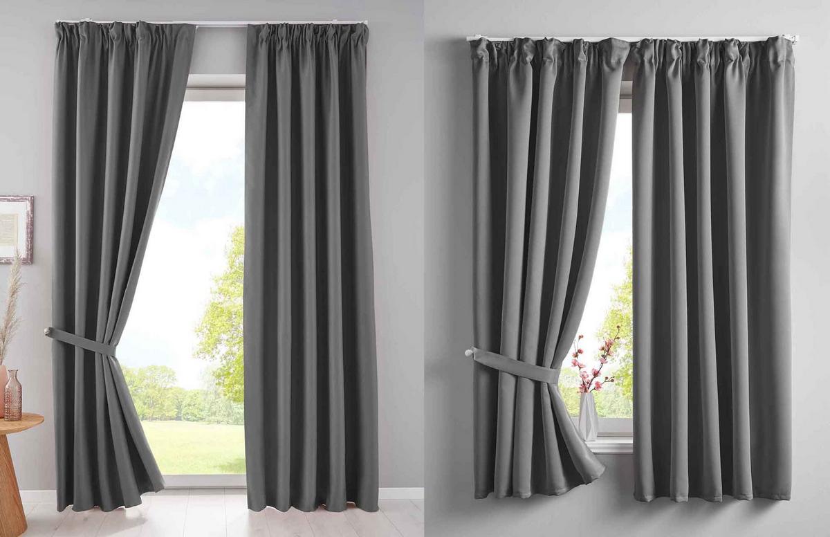 VORHANG 2ER SET NEWYORK HxB 225x295 cm Dunkelgrau - Dunkelgrau, Textil (295/225cm) - Gardinenbox