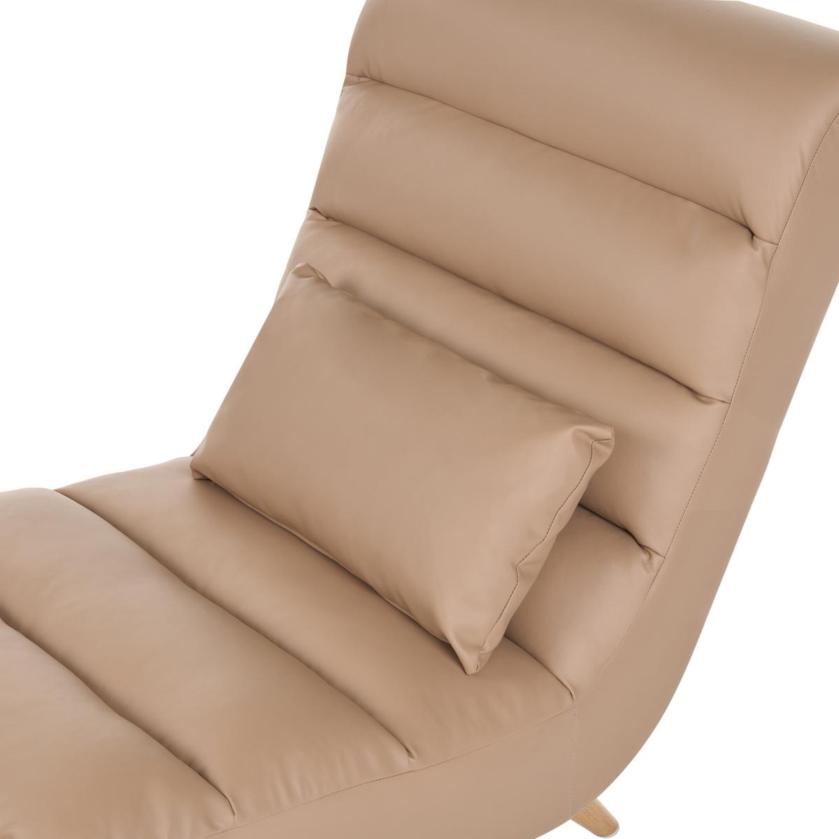 CHAISELONGUE Kunstleder Hellbraun Rives - Hellbraun/Braun, Textil (78/97/160cm) - Beliani