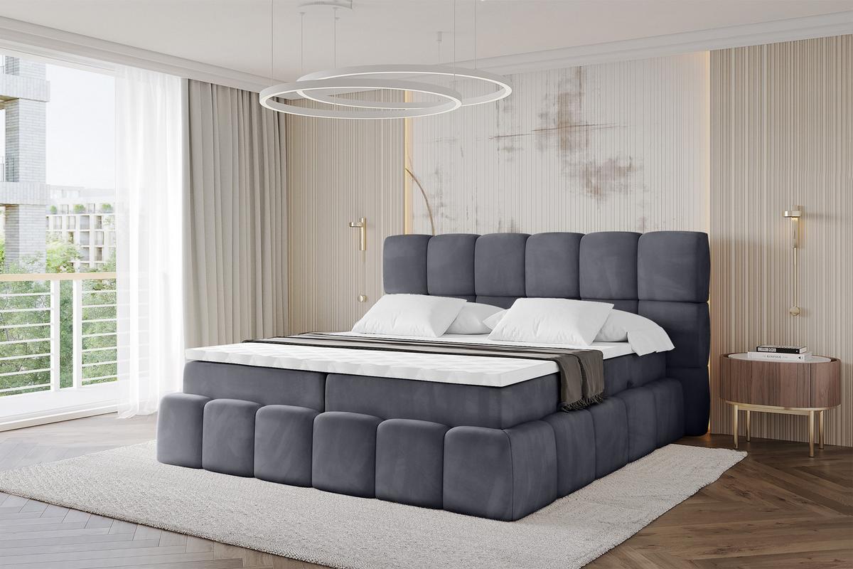 BOXBETT - AURI-H3 - 120x200 Dunkelgrau Casablanca - Dunkelgrau, Holzwerkstoff (120/200cm) - ALTDECOR