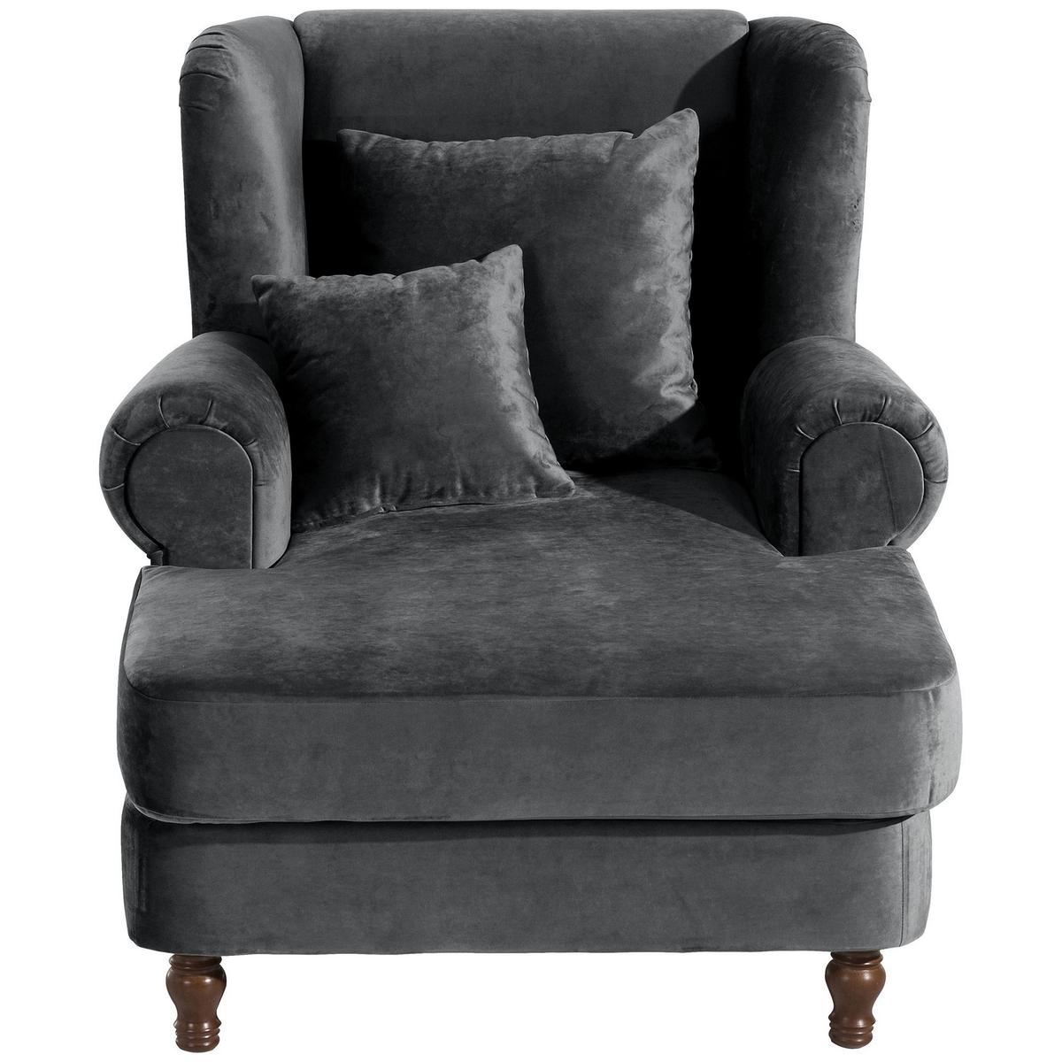 SESSEL XXL inkl. Kissen Karley Samtvelours graphit - Graphitfarben, Kunststoff (103/103/149cm) - 58aufmkessel
