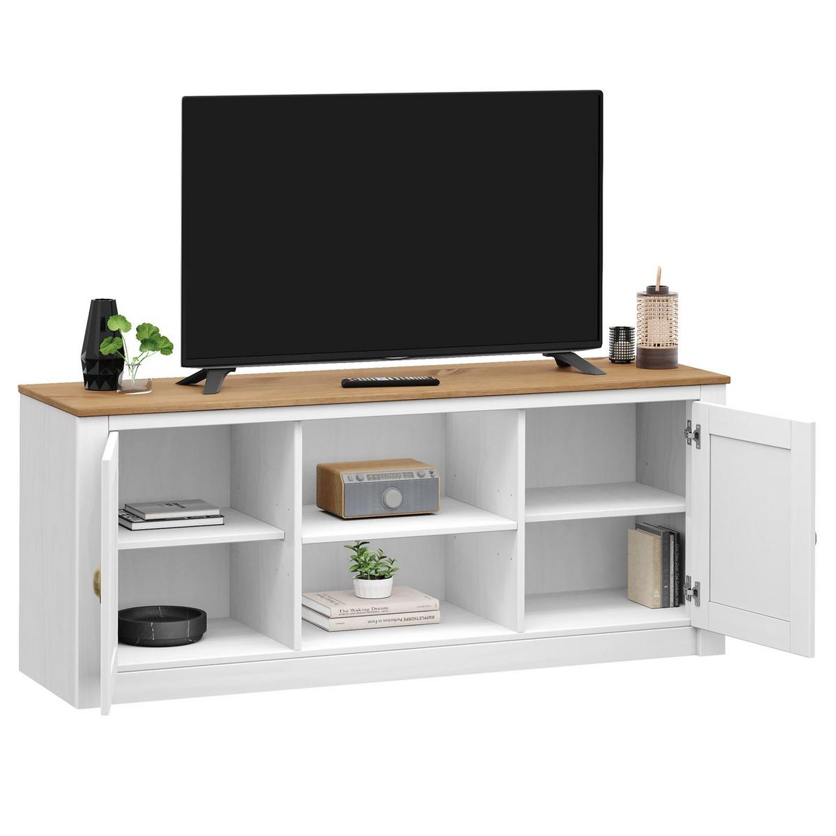TV-LOWBOARD BOLTON weiß/braun - Weiß/Braun, Holz (138/57/40cm) - IDIMEX