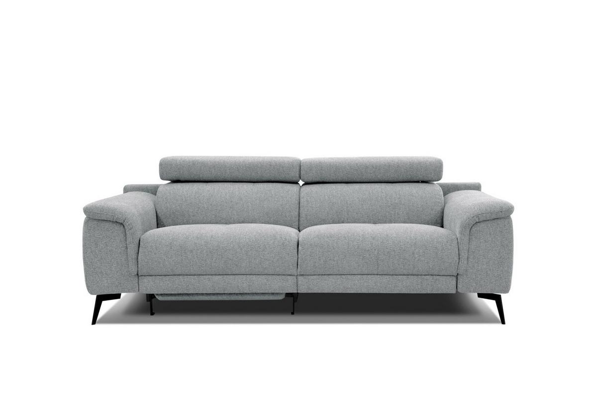RELAXSOFA FIERO 3-Sitzer mit 1 Relaxfunktion, silberfarben - Silberfarben/Schwarz, Holzwerkstoff/Textil (212/82/103cm) - Wozimo