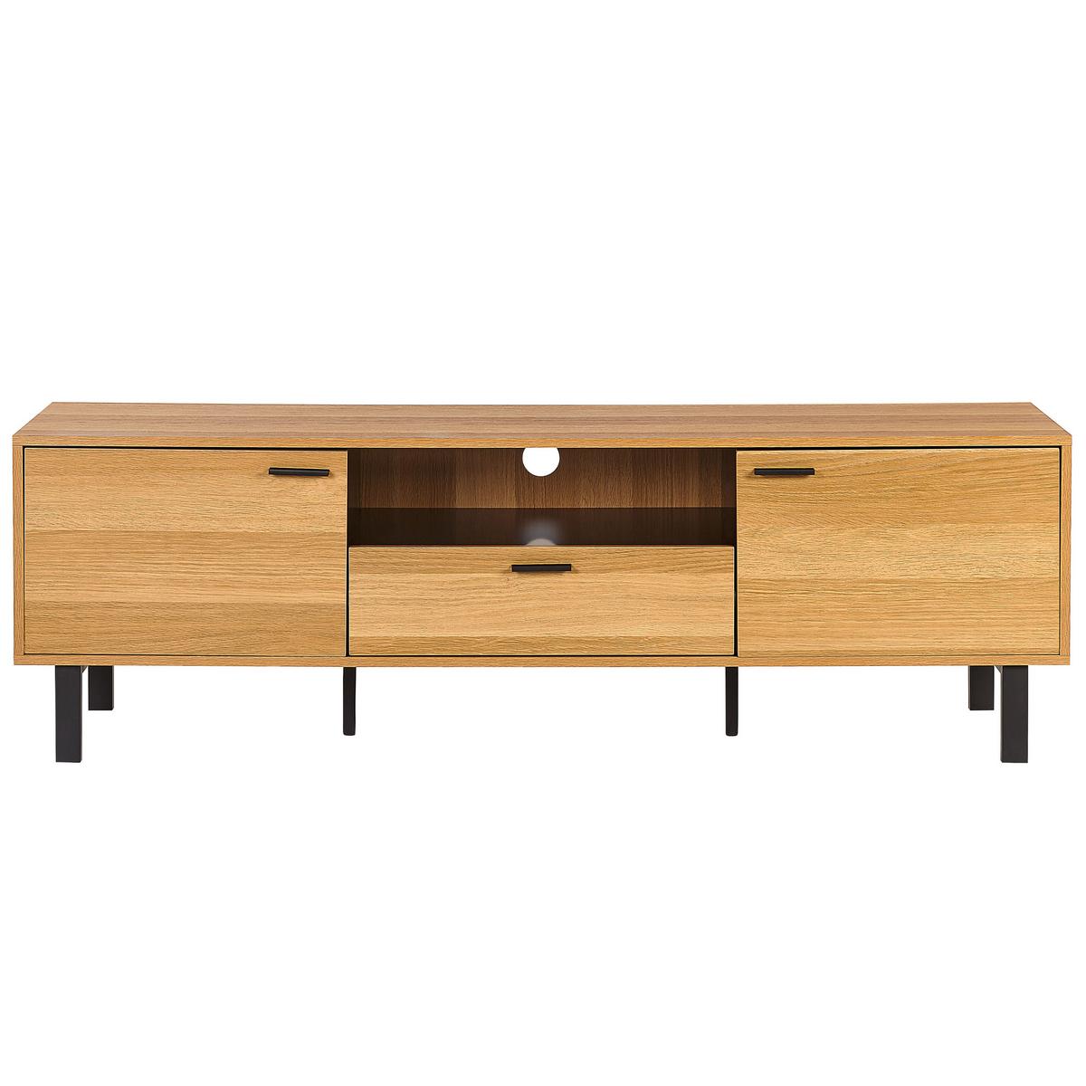 TV-MÖBEL Hellbraun, Schwarz CLAREMONT 40/160/51 cm - Hellbraun, Holzwerkstoff (160/51/40cm) - Beliani
