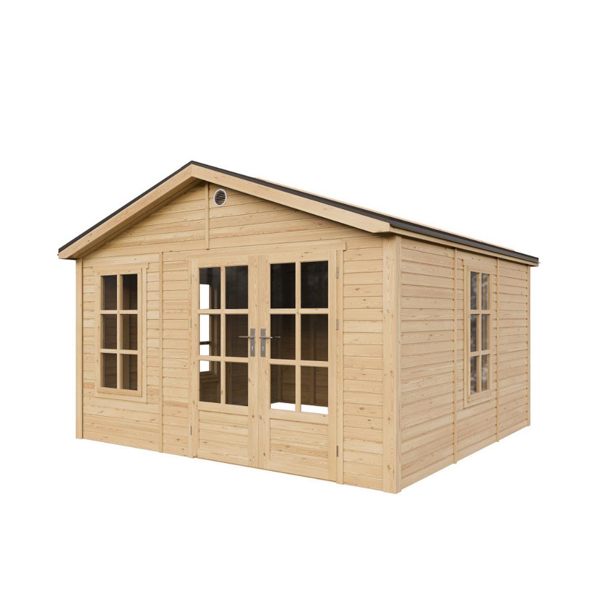 GARTENHAUS HOLZ M735A 370 x 360 cm - Naturfarben, Holz (382/267/394cm) - Timbela