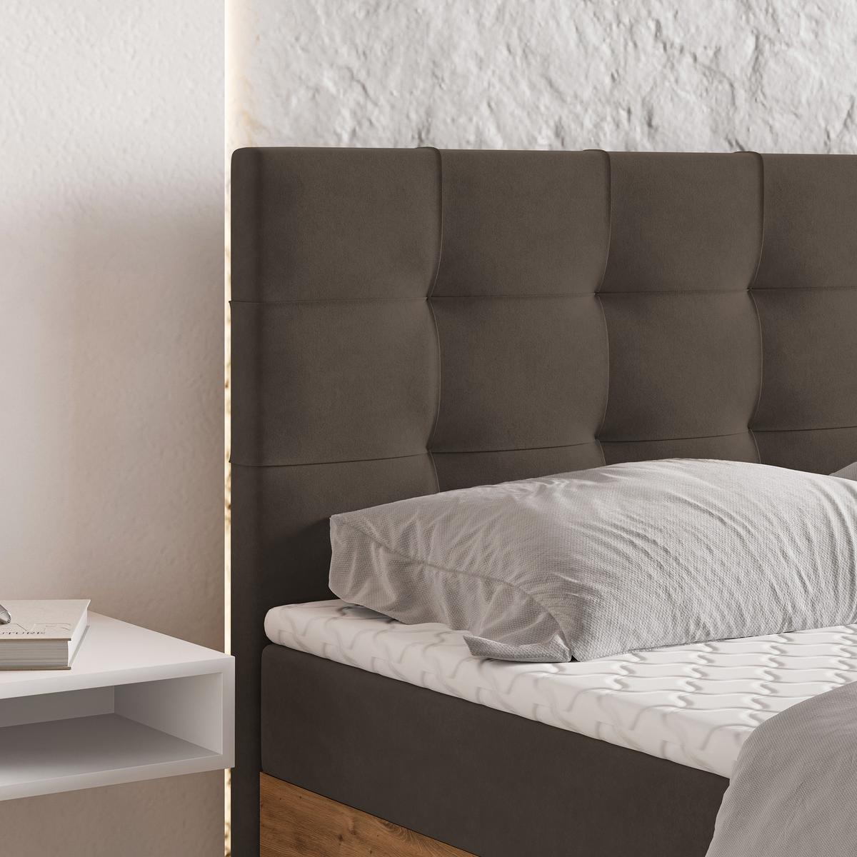 BOXBETT MOLVEN 140x200 cm mit Matratze und Topper - Braun - Braun, Holz (140/200cm) - MASSENO