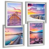 BILDER SET 4er Set - 50x50 cm & 40x60 cm Silberner Rahmen - Winterlandschaft des Pierbergs - Silberfarben, Kunststoff (50/50cm) - TULUP
