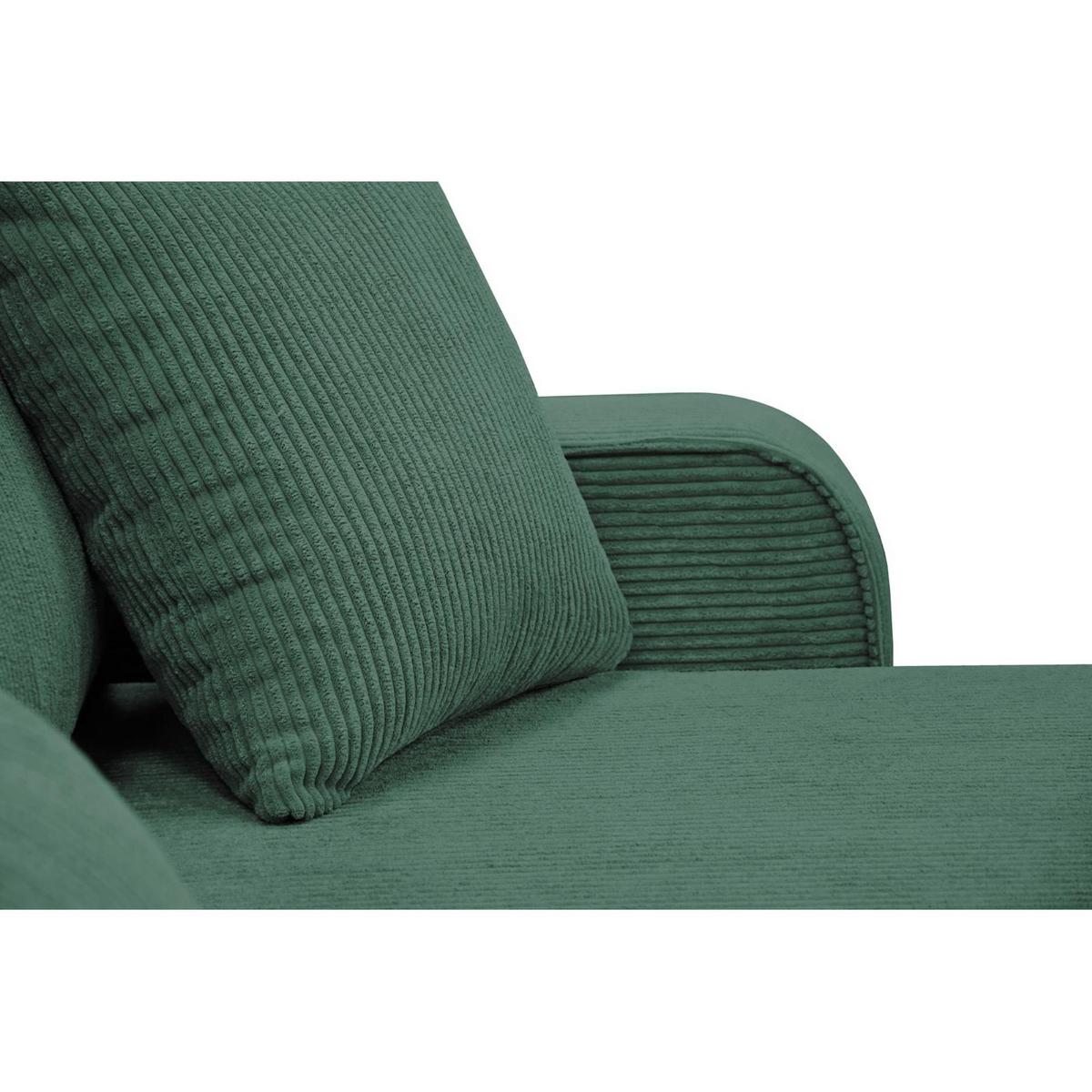 ECKSCHLAFSOFA Primo L dunkelgrün - Dunkelgrün/Schwarz, Textil (290/185cm) - Beautysofa