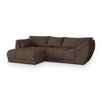 ECKSOFA ORENTI L-S Braun Boucle-Stoff mit Schlaffunktion - Braun, Holz (287/182cm) - MASSENO