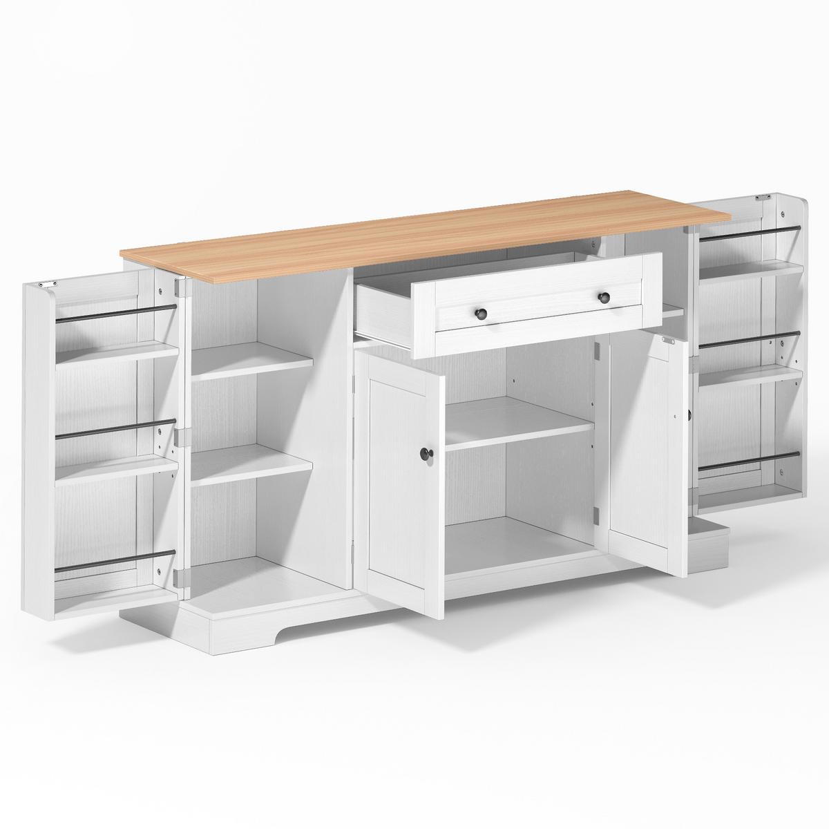 SIDEBOARD mit Schublade & Regaltüren, Natur/Weiß – Viel Stauraum, modernes Design - Weiß, Holzwerkstoff (138/85/40cm) - Urban Meuble