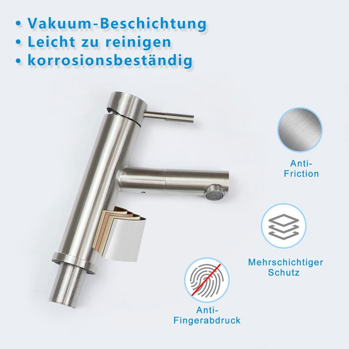 WASCHTISCHARMATUR LURLINE 16/5/21 cm - Silberfarben, Metall (5/21/16cm) - Nettlife