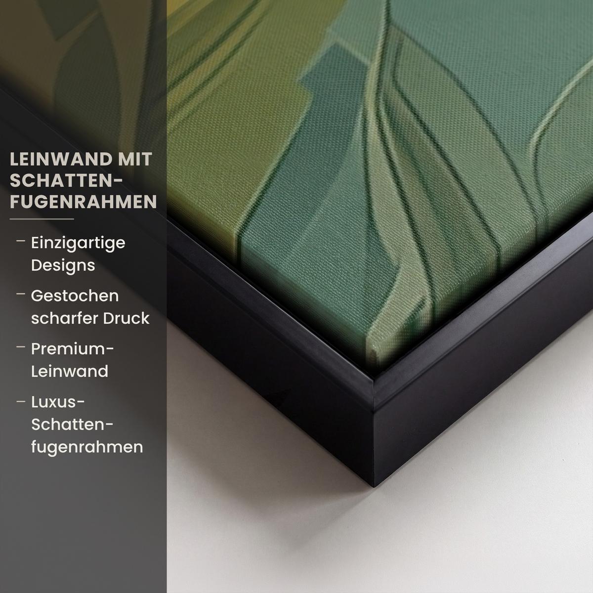LEINWAND Bilder mit Rahmen - Frau - Blumen - Schmetterlinge - Natur - Vintage - 120x80 - Salbeigrün, Textil (120/80cm) - MuchoWow