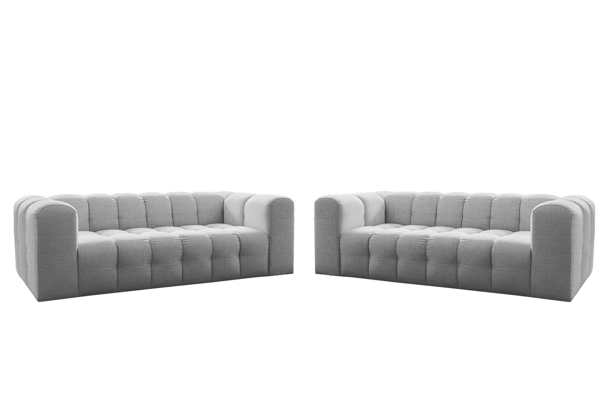 SOFASET Solvie 3-3 In Moly - Hellgrau, Holzwerkstoff/Textil (230/75/106cm) - Fun Möbel