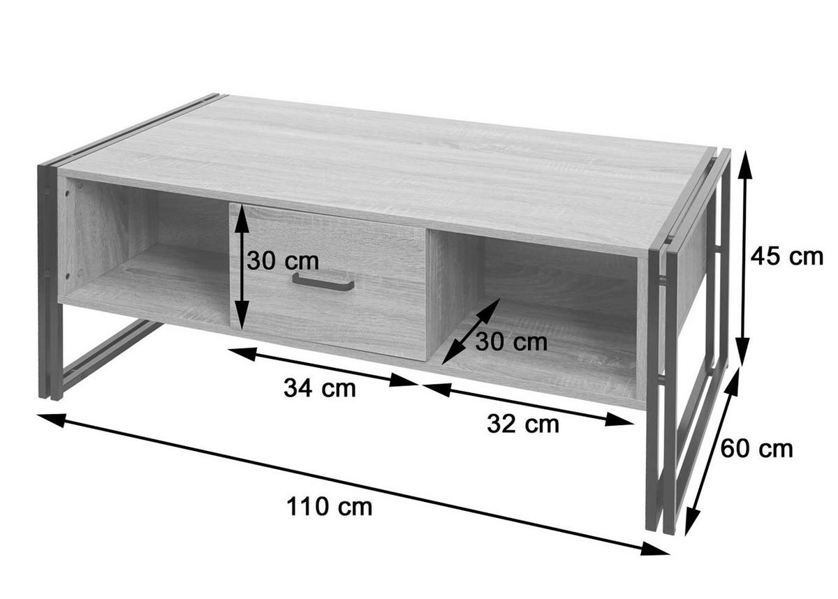 COUCHTISCH A27B rechteck Eiche Dekor - Eichefarben, Holzwerkstoff (60/110/45cm) - MCW