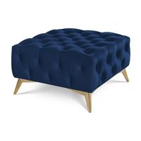HOCKER Chesterfield Whitby Marineblau Samt mit goldenen Füßen - Blau/Goldfarben, Holz/Textil (80/45/80cm) - S-Style Möbel