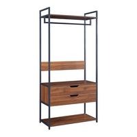 GARDEROBENSTÄNDER Larem - Walnussfarben/Schwarz, Holzwerkstoff/Metall (84/180/40cm) - [en.casa]