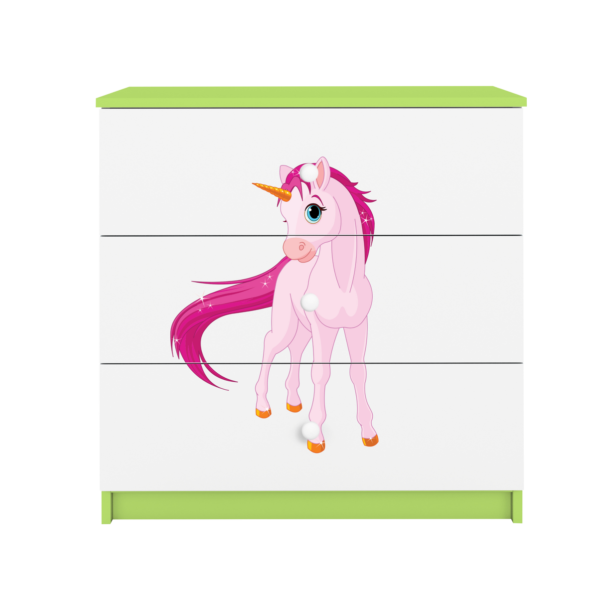 KOMMODE Babydreams Einhorn 81/81/41 - Grün, Holzwerkstoff (81/81/41cm) - RAUMHIRSCH FURNITURE