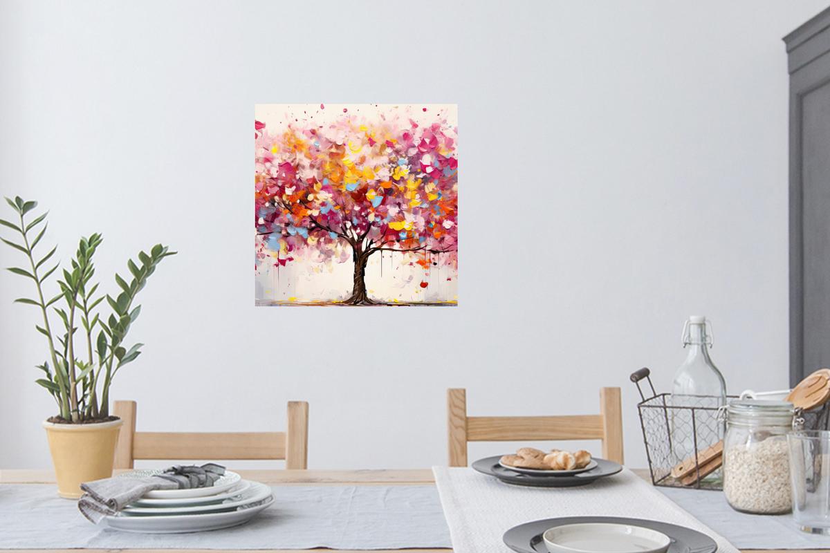WANDTATTOO Aquarell - Baum - Kunst - Abstrakt Wanddeko 50x50 cm - Multicolor, Kunststoff (50/50/0.1cm) - MuchoWow