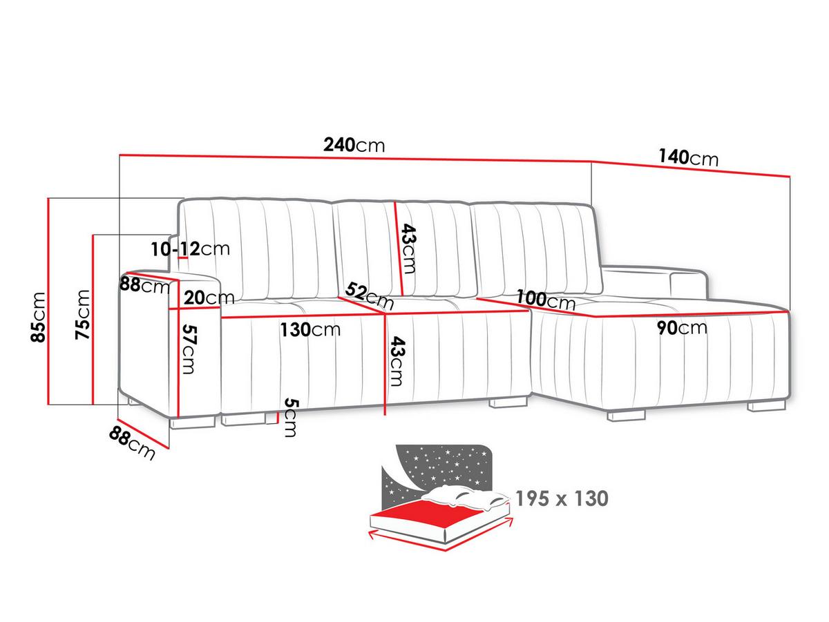 ECKSOFA Hugo, Seite: Links - Hellbraun/Dunkelbraun, Holz/Textil (240/140cm)