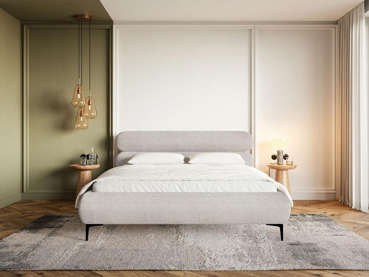 POLSTERBETT Roule Cord Greige 140x200 cm - Taupe/Schwarz, Textil/Metall (140/200cm) - Selsey