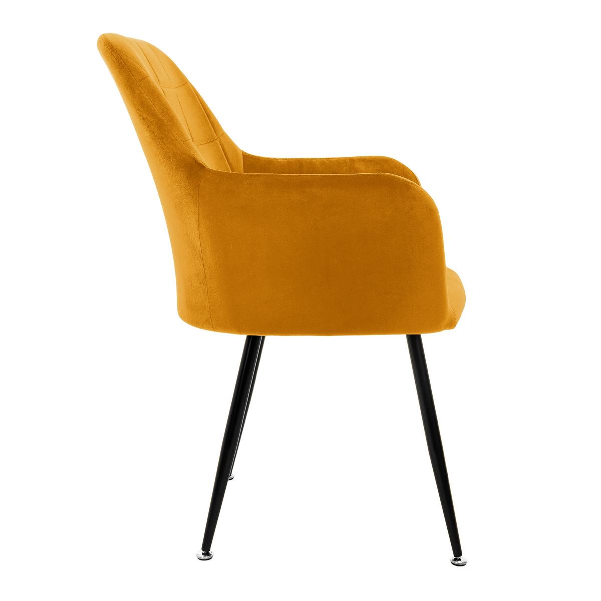 ESSZIMMERSTUHL 2er Set Senfgelb Samt - Gelb/Schwarz, Textil/Metall (60/84/58cm) - ML-DESIGN