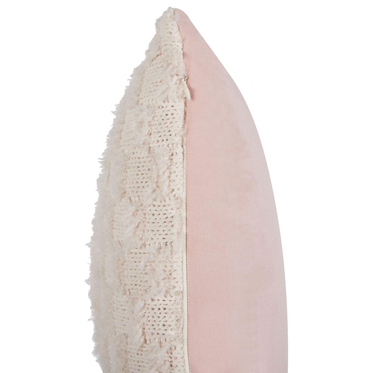 DEKOKISSEN 2er-Set Beige 45/45 cm Basalim - Pink/Beige, Textil (45/45cm) - Beliani
