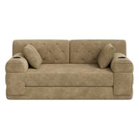 SCHLAFSOFA 2-Sitzer Cord mit Schlaffunktion, Getränkehalter & Taschen - Sandfarben, Textil (168/81/80cm) - Urban Meuble